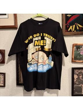 Vintage 00s Who Do I Trust? ME Stewie Griffin Family Guy Promo Shirt Size XL